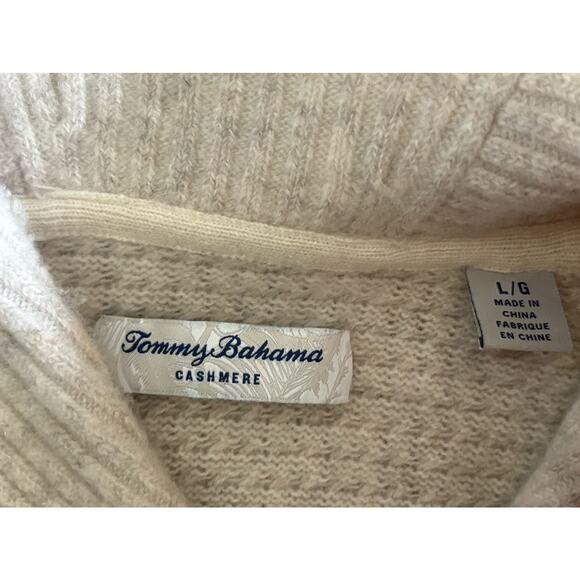 Tommy Bahama Men’s Updrift Cashmere Sweater - Large, Beige, Shawl Collar - $395 - Picture 3 of 9